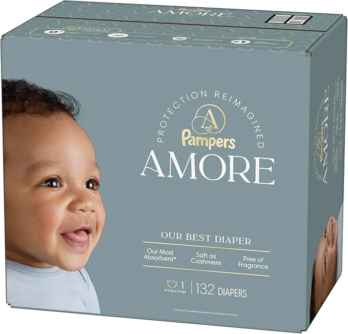Pampers Amore, Size 1 (8-14 lbs), 132 Count, Our Best Diaper
