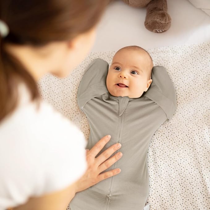 MEXXI Swaddle Baby Sleep Sack with Arms Up, Baby Transitional Swaddle with Double Zipper, 0.5 TOG, 13-19 lbs, M