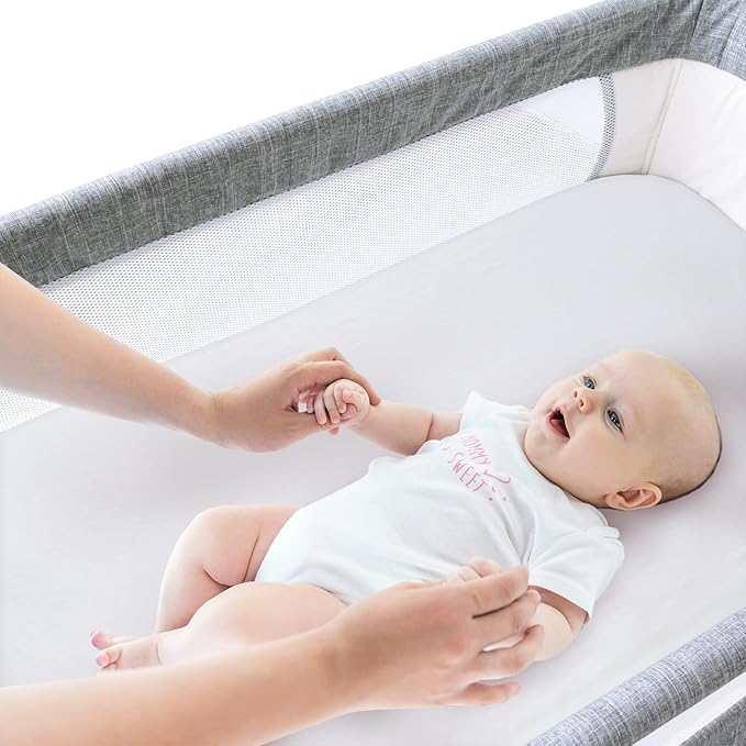 Bassinet Sheets Fit for Graco Sense2Snooze Bassinet and SNOO Smart Sleeper Baby Bassinet,100% Cotton, 2 Pack, Ultra Soft Bassinet Sheet, White and Gray