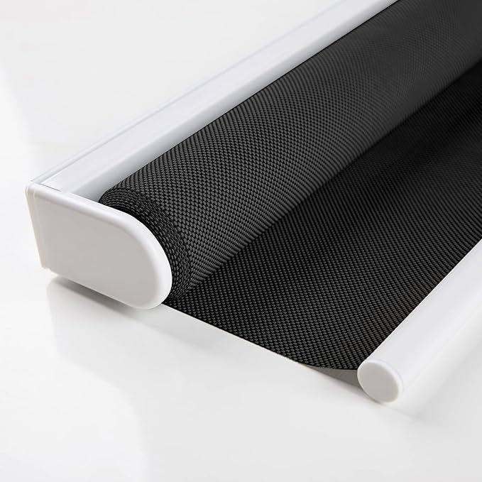 AOSKY Cordless Roller Shades for Windows Light Filtering Shades with 5% Openness Solar Screen Semi Sheer Roller Blinds UV Protection for Office and Home. Easy to Install 35" W x 72" H (Black)