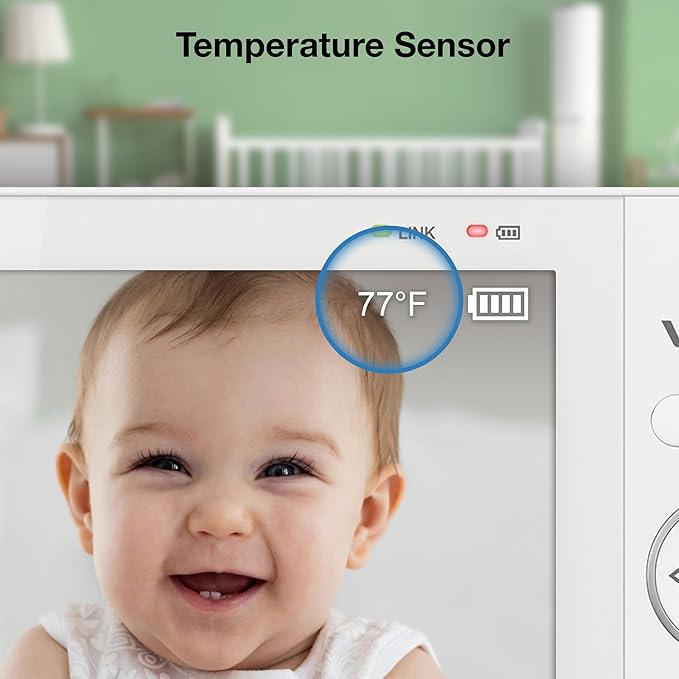 VTech Video Baby Monitor with 7" Color LCD Screen, Rechargeable Battery, Baby Monitor with Camera and Audio, Pan-Tilt-Zoom, No WiFi, Touch Multi-Color Night Light, 2-Way Talk, Advanced Max Green