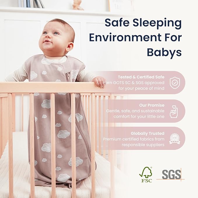 kaiya baby Unisex Sleeping Bag for Babies and Toddlers 1.0 Tog Sleep Sack 6-18 Months, Newborn Sleep Sack, Wearable Blanket Baby, One Piece Sleeveless Sleep Sack, Gifts for Baby