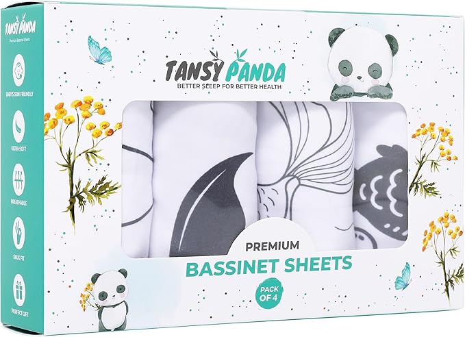 Bassinet Sheets for Baby Delight Beside Me Dreamer, Ronbei, HARPPA, Jimglo, Whiffee by TansyPanda, MUHDUH, 3PC, 33x20 in, Ultra Soft, Breathable Snug Fit, Unisex Boys Girls, Gray White (Ocean Fish)