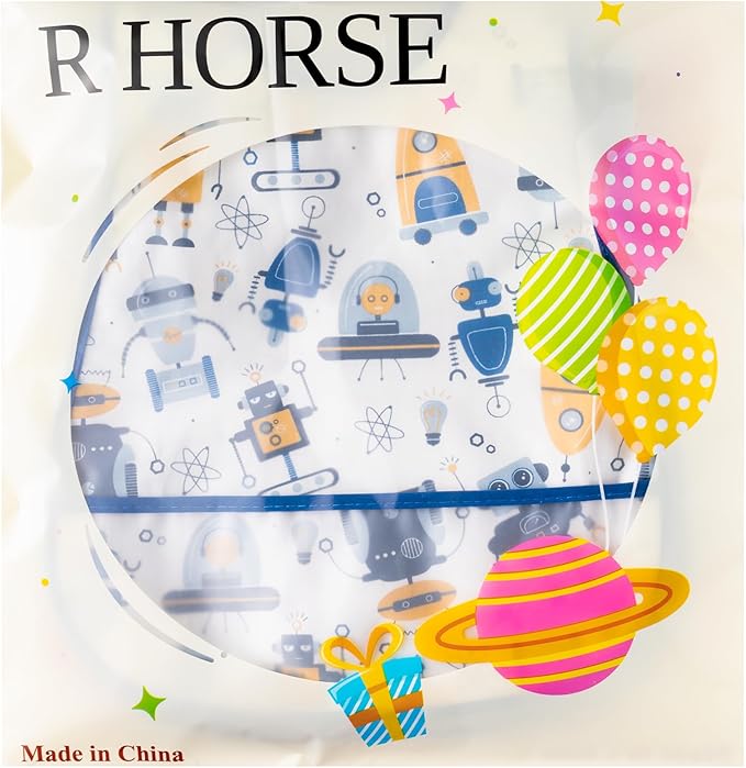 R HORSE 5Pcs Baby Bibs Set Toddler Bibs with Crumb Catcher Pocket & Snap Button Waterproof Baby Feeding Bibs for 6-24 Months