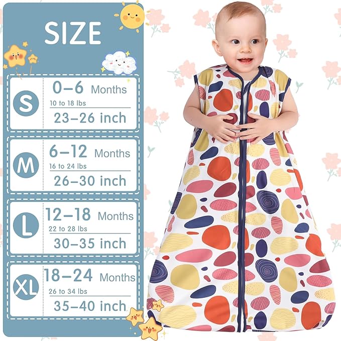 BSTOPPT 3 Pack Baby Sleep Sack 100% Rayon Cotton Baby Sleeping Bag 2-Way Zipper Toddler Wearable Blankets TOG 0.3. (Leopard&Cobble&Green, 12-18 Months)