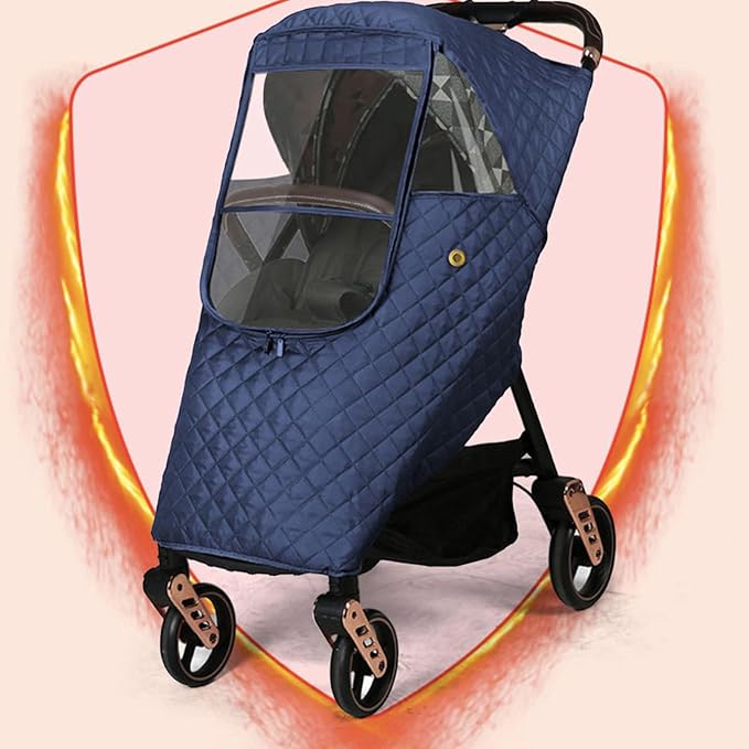 Universal Stroller Rain Cover Winter Pram Buggy Rain Shield Waterproof Windproof Quilted Travel Weather Cover for Baby Stroller Pushchair