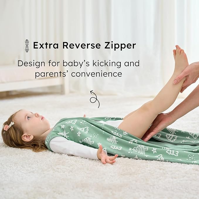 FIEMOL Baby Sleep Sack 6-12 months, 100% Cotton Sleeping Sack for Newborn and Infant, 3 Pack Baby Wearable Blanket for Boy and Girl, 0.5 Tog Lightweight Double Zipper Sleep Bag Green Apricot Bear