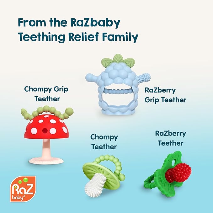 RaZbaby RaZberry Plus Baby Teether – Easy-to-Hold Toy for Front & Back Teething Relief, BerryBumps Texture for Sensory Development, Soothes Sore Gums, BPA-Free, Great Gift for Babies 3M+ – Black