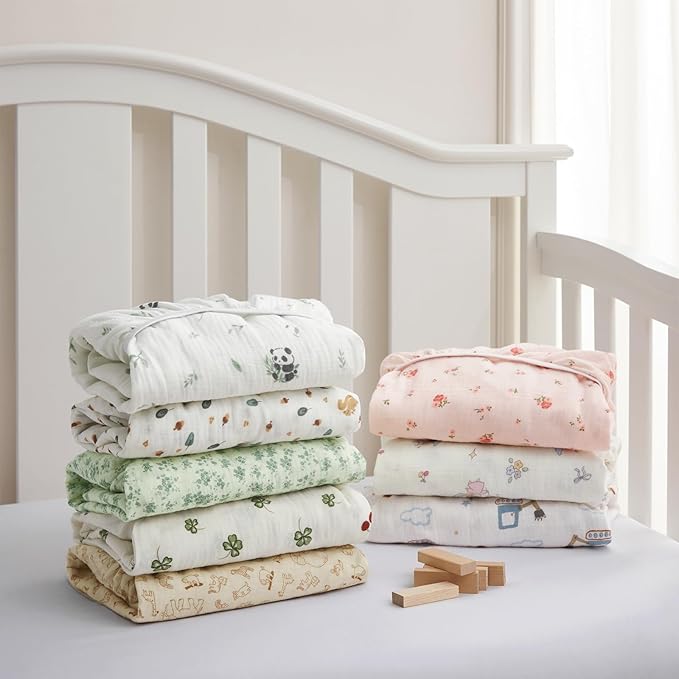 SiinvdaBZX 2 Pack Pack n Play Sheets, Ultra Soft Muslin Cotton Mini Crib Sheets Breathable Neutral Toddler Playard Bedding Cover for 38"x27" Portable/Mini Crib Mattresses (Leaf + Clovers)