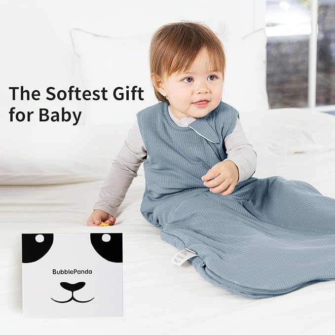 BubblePanda Rayon Made from Bamboo Sleep Sack 0-6 Months Newborn Infant Sleep Sack 0-3 Months 1.0 Tog Breathable Baby Wearable Blanket With 2-Way Zipper Unisex Sleeping Bag for Babies