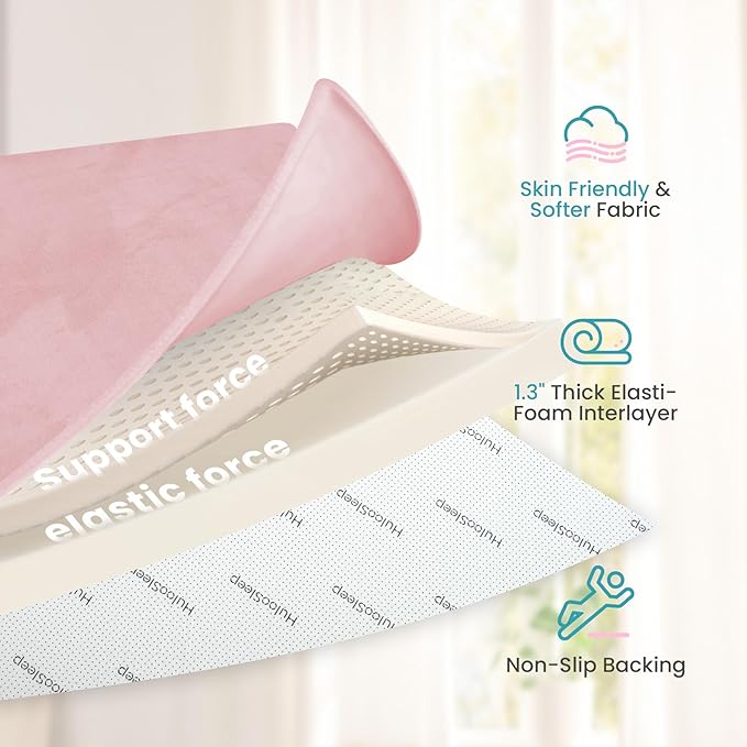 Baby Play Mat for Floor,50"×65" Playpen Mat for Toddler,Infant,Kids,1.3" Thick Elasti Foam Non-Slip Nursery Rug,Water Repellent Soft Padded Floor Mats for Tummy Time,Crawling(Pink)