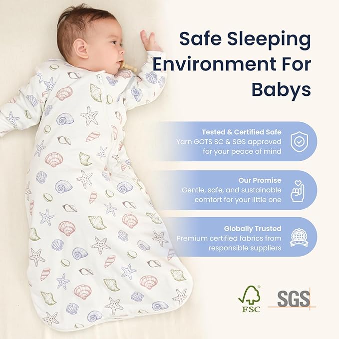 kaiya baby Unisex Sleeping Bag for Babies and Toddlers 2.5 Tog Sleep Sack, Long Sleeve Sleep Sack, Wearable Blanket Baby