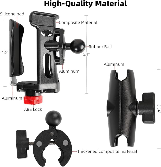 Motorcycle Cup Holder, Upgraded Adjustable Angle Drink Holder for Large Water Bottles (2.36" to 3.54" Dia), Universal Water Bottle Holder for Bike Scooter Boat Stroller Golf Push Cart Wheelchair