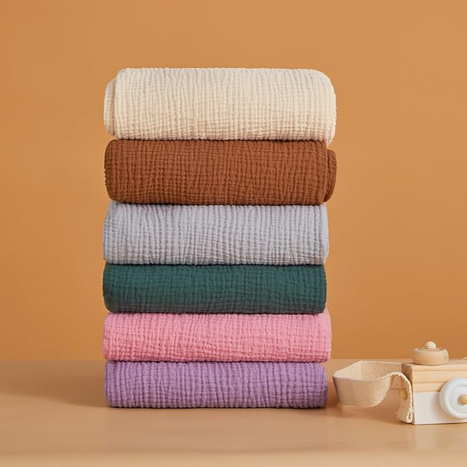 Pro Goleem Muslin Pack n Play Sheets for Boys and Girls, Soft Breathable Cotton Fitted Mini Crib Sheets, Neutral Baby Sheets for Playard Mattress, 2 Pack (Brown&Beige)