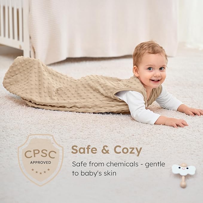 Yoofoss Fleece Baby Sleep Sack 18-24 Months with Plush Dots, TOG 1.5 Baby Wearable Blanket with 2-Way Zipper, Cotton Toddler Sleep Sack Fleece