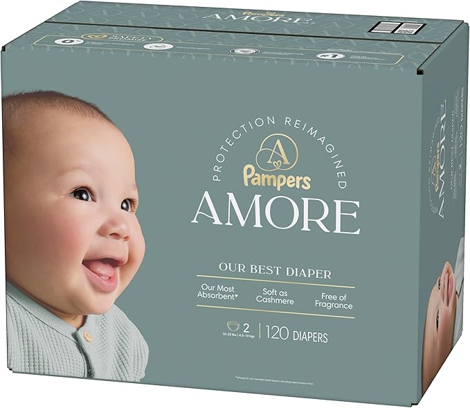 Pampers Amore, Size 2 (10-22 lbs), 120 Count, Our Best Diaper