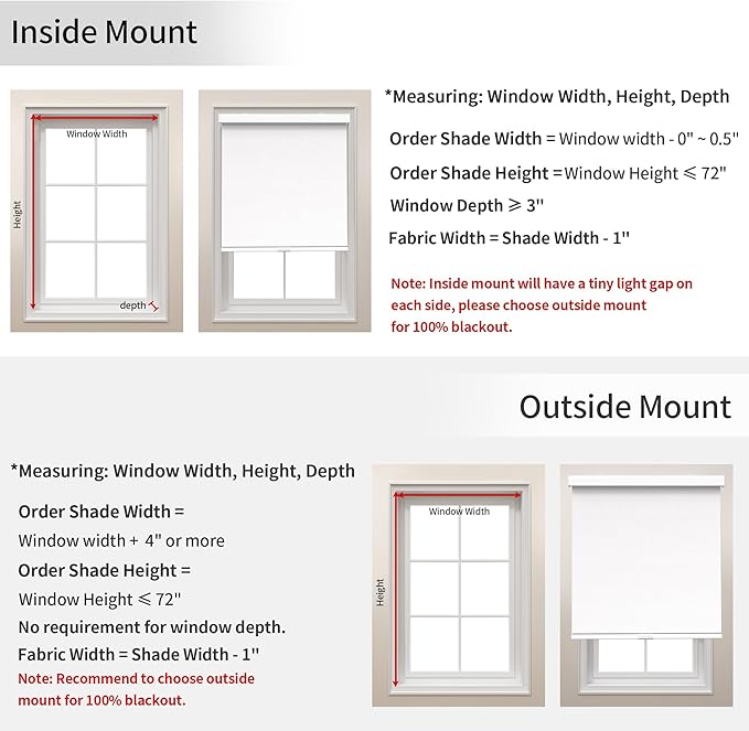 GENIMO 100% Blackout Blinds for Indoor Windows, Cordless Window Shades, Jacquard Thermal Insulated, UV Protection Fabric, Window Blinds for Home, Office, Bedroom, Easy to Install, White, 29" W X 72" H