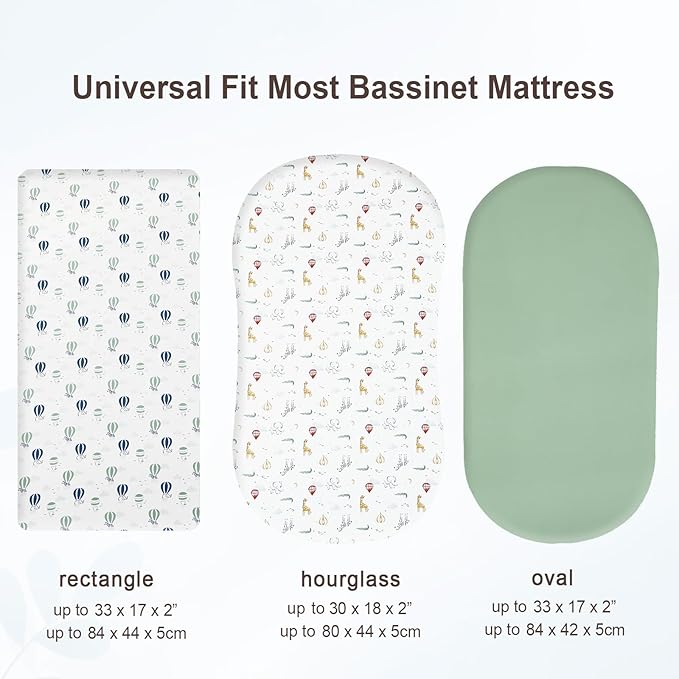 david's kids 3 Pack Bassinet Sheets, Ultra Soft Breathable Comfortable Baby Sheet Set for Boys Girls Neutral, Univeral Fit for Most Cradle and Bassinet Mattress, Animals