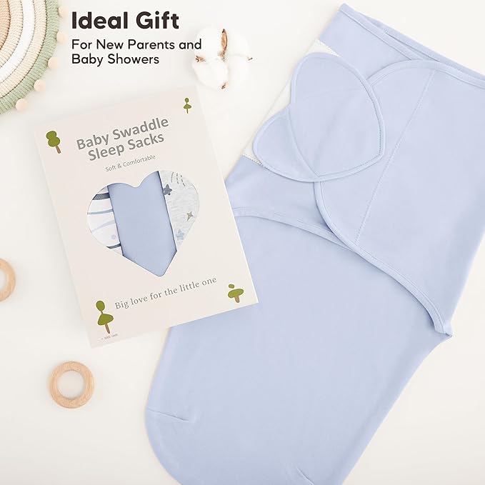 Susurration Swaddles for Newborns, 100% Cotton Baby Swaddle Sleep Sack, with Adjustable Velcro, Breathable and Durable Unisex Swaddle Sleep Sack, 3 Pack