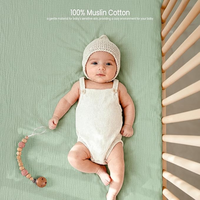 lulumoon Fitted Crib Sheets 2-Pack: Soft Muslin Cotton for Standard Crib - Boho Forest Print for Baby Boys Girls Nursery Bedding & Gift