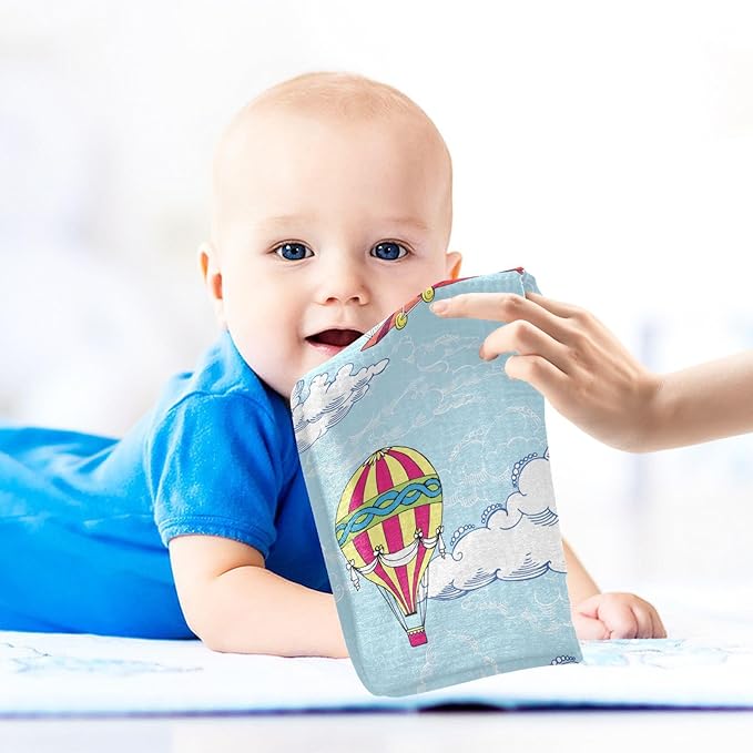 vvfelixl Baby Muslin Washcloths Hot Air Balloons Airplanes Baby Burp Cloths Cotton Baby Face Towel for Newborn Infants Boys Girls Soft and Absorbent 11.8 X 11.8 in, 3 Pack