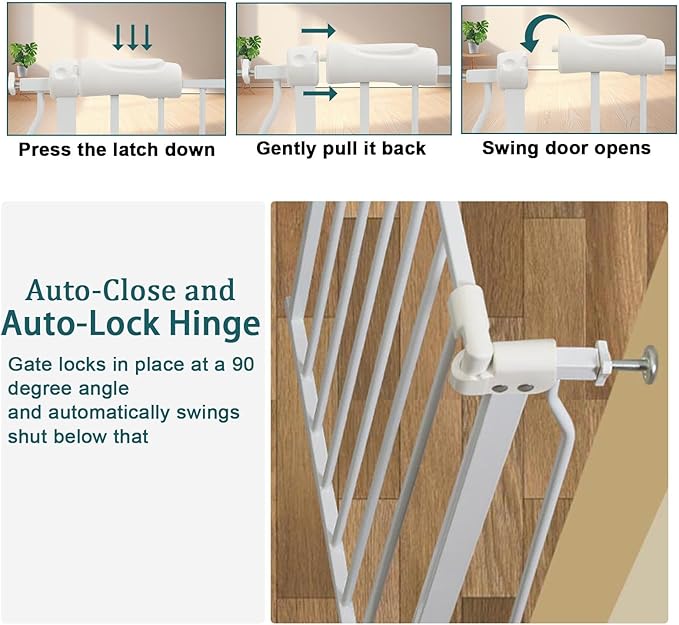 Extra Wide Baby Gate Tension Indoor Safety Gates White Metal Large Pressure Mounted Pet Gate Walk Through Long Safety Dog Gate for The House Doorways Stairs (48.03"-52.76"/122-134CM, White)