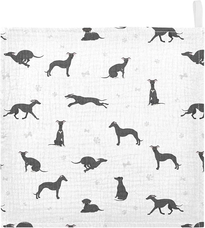 vvfelixl Baby Cotton Washcloths Whippet Dog Infants Bath Towel for Unisex Puppy Face Towels for Newborn, Natural Baby Wipes Delicate Skin, 11.8 X 11.8 inch, one sizex5