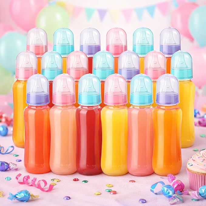 Norme 24 Pcs 9.5 oz Plastic Bottles Chug Shower Game Party Favors for Shower Decorations Gender Reveal Gifts (Many Color)