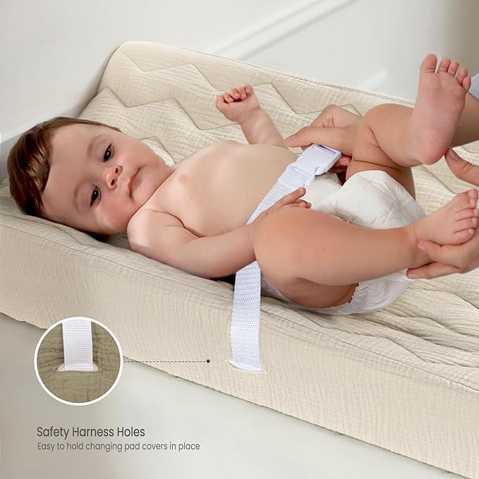 lulumoon Muslin Changing Pad Cover: Baby Cotton Quilted Changing Table Cover - Soft Changing Pad Sheets for Boys Girls