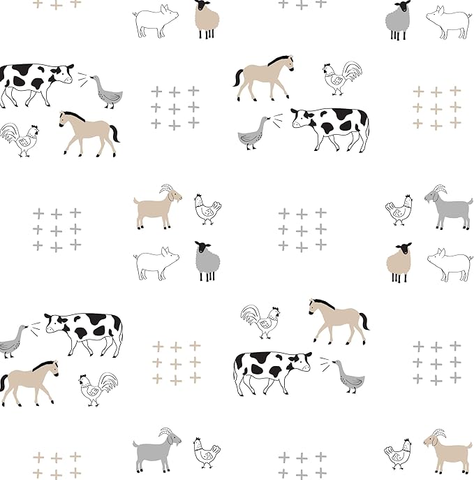 Lambs & Ivy Baby Farm Animals 100% Cotton Fitted Crib Sheet - White