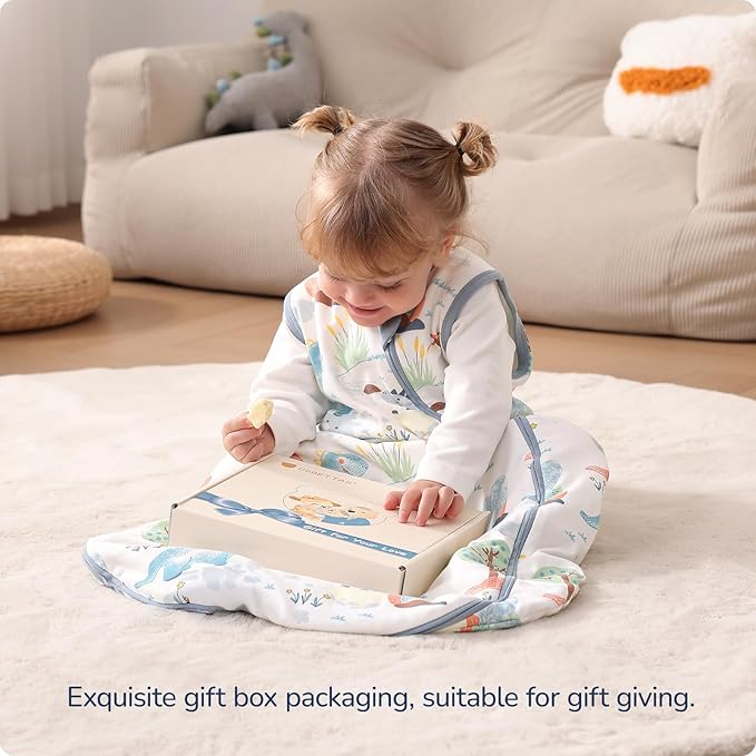 usbettas 1.0 Tog 2.5 Tog Baby Sleep Sack, 100% Cotton Baby Sleeping Bag 3-24M, 2-Way Zipper Baby Wearable Blanket