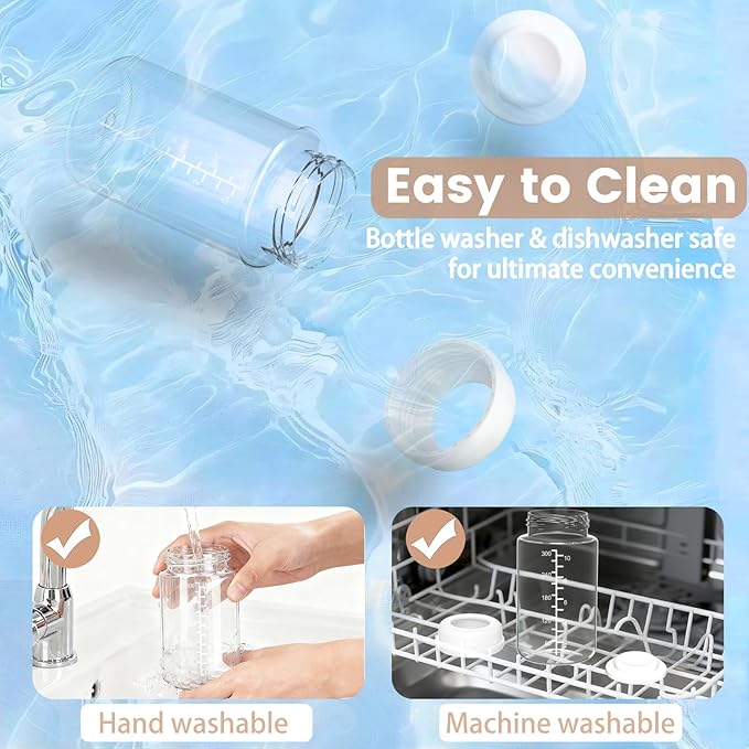 IVARONAL 4 Pack 10oz Wide-mouth Breastmilk Storage Bottle for Momcozy 22oz Portable Breast Milk Cooler, Pumping Storage Containers Compatible with Spectra S1/S2/9 Plus/SG/Motif Luna (4PC/White Lids)