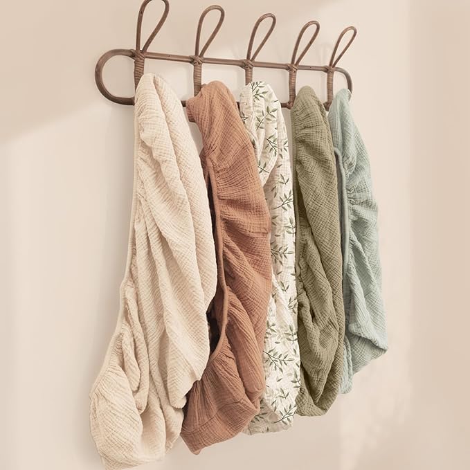 lulumoon Muslin Changing Pad Cover: 2-Pack Soft Breathable Cotton Neutral for Baby Girls Boys - Nursery & Baby Shower