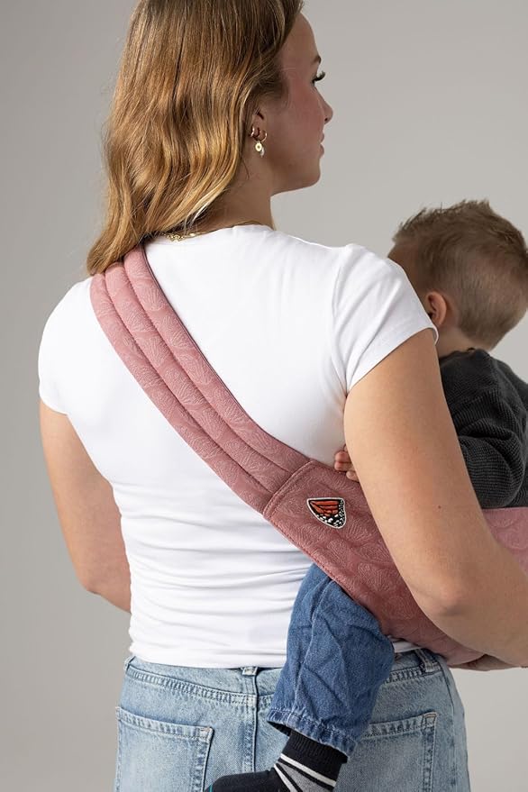 Mabē Monarch Toddler Sling Carrier – Ergonomic Hip Carry Support for Toddlers – Adjustable and Breathable Sling for Easy Up/Down & Comfortable Holding (16–45 lbs, Mauve Wings)