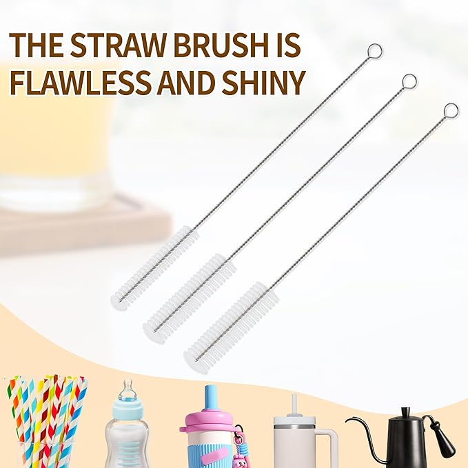 Peitushengjin10-Piece Bottle Brush Cleaning Set 1 Multi-Purpose Brush 6 Straw Cleaning Brushes 1 3-in-1 Brush 1 Detachable Cup Brush (Includes 1 Suction Cup Hook for Brush Storage)