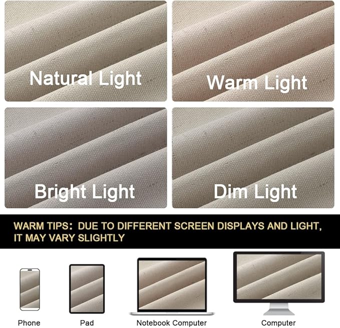 PrinceDeco Blackout Curtains 108 Inches Long 2 Panels Set for Bedroom Noise Reducing Window Treatment Drapes for Nursery Living Room Grommet Full Blackout Curtains with White Liner,Cobblestone