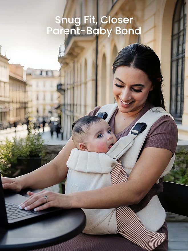 GROWNSY Baby Carrier, One-Click Release Clasp for Easy to Wear, Cozy Wraps Carrier Newborn to Toddler with Head Support(7-44lbs), Ergonomic & Lightweight for Infant to Toddler, Cream
