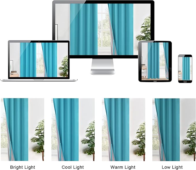 XWZO 100% Blackout Curtains with Tiebacks- Double Layer Total Shading Window Treatment Thermal Insulated Lined Drapes with Grommets for Bedroom/Patio Door, Turquoise, W52 x L54, Set of 2 Panels