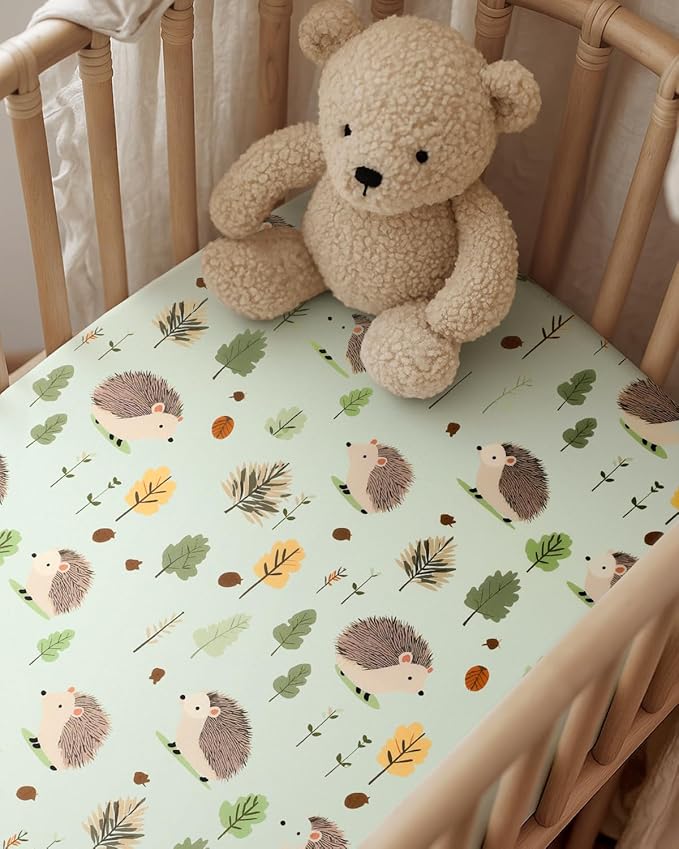 Pack and Play Sheets Fitted, Mini Crib Sheets 2-Pack for Pack N Play Mattress, Stretchy Playpen Sheet for Boys Girls, Softness and Breathable, 38" x 26"