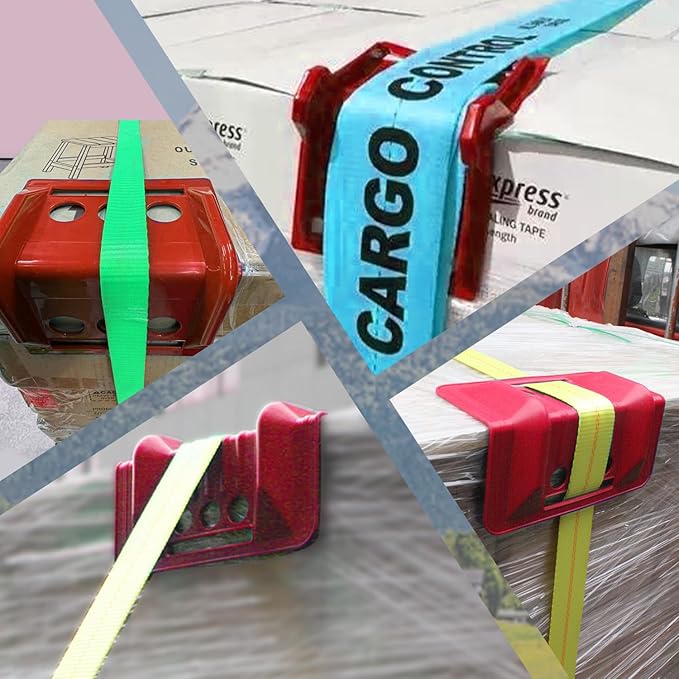 24 Pack Flatbed Edge Protectors Compatible with 4 Inch Ratchet & Winch Straps for for Flatbed Cargo Load Truck Shipping (RED)