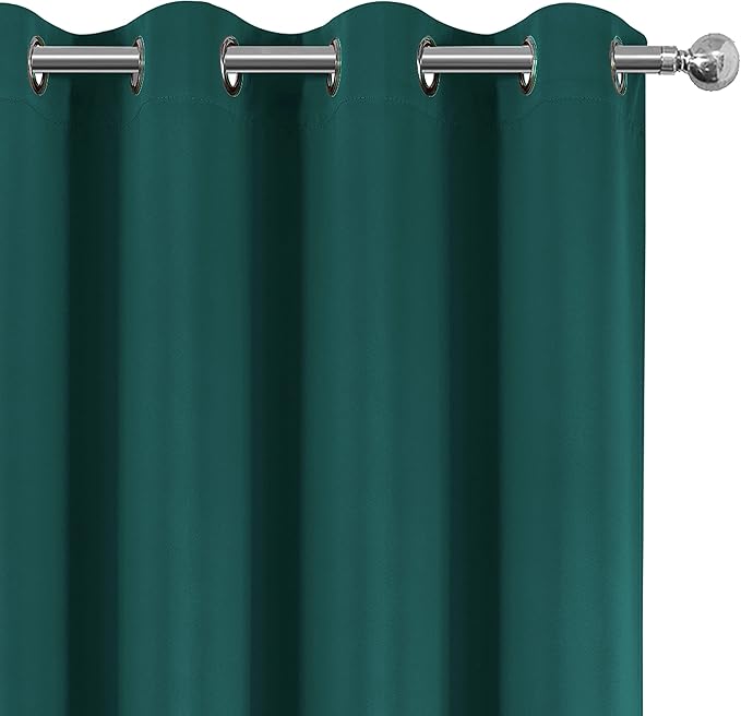 LEMOMO 100% Blackout Curtains 52 x 95 Inch Sea Teal Curtains 2 Panels Darkening Thermal Insulated Bedroom Curtains