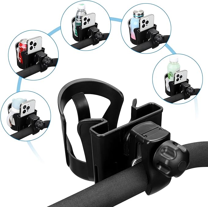 Accmor 2-in-1 Walker Cup Holder with Phone Holder, Wheelchair Cup Holder, Rollator Cup Holder, Cup Phone Holder for Walker, Wheelchair, Rollator, Mobility Scooter