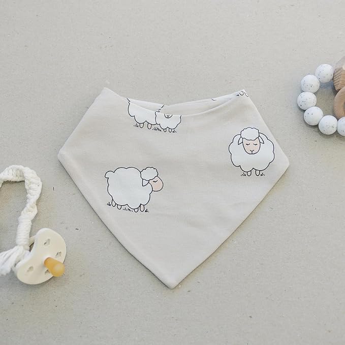 Woolino Merino Wool Baby Bibs - Highly Absorbent Bandana Bib with Cotton Outer Layer and Merino Wool Inner Layer - Pack of 2