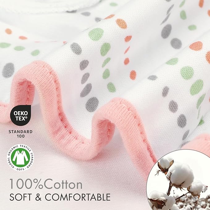 GLLQUEN BABY Swaddle Blankets for Baby Girls, Orange Pink Feather & Wave Point, 3 Pack Wrap Set, Newborn Adjustable Swaddles Sleep Sack, 0-3 Months (Small/Medium)