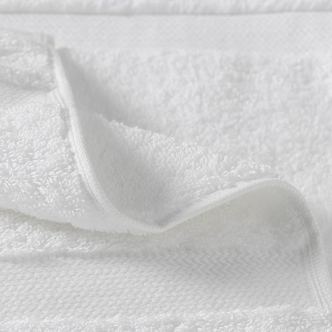 Organic Cotton Wash Cloths Plush Feather Touch Quick Dry Wash Cloths Pack of 12 GOTS & Oeko- TEX Certified | Premium Soft, Absorbent, Small Hand Face Towels Wash Rags– White