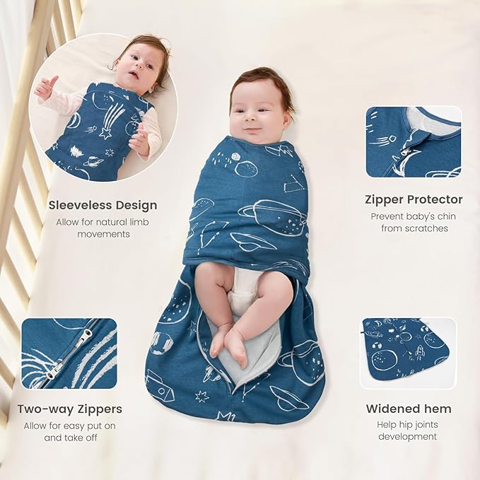 LILBESTIE Baby Swaddle Sleep Sack, 1.0 Tog New-Parent-Friendly Swaddle for Newborns & infant 3-6 Months Baby Wearable Blanket Reduce Startle Reflex, Newborn Boys Girls Registry Essentials