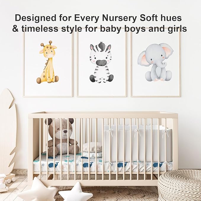 Little Grape Land Waterproof Crib Sheets for Boys Girls, Soft and Breathable Waterproof Baby Crib Sheets 52"x28", Crib Mattress Sheets Neutral for Standard Crib and Toddler Bed Mattress (Whale)