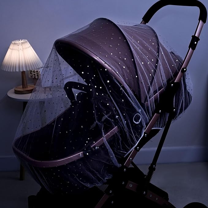 Baby Mosquito Net for Stroller, Perfect Bug Net for Stroller/Bassinets/Cradles/Playards/Pack N Plays and Portable Mini Crib, Durable Baby Insect Netting, White Star