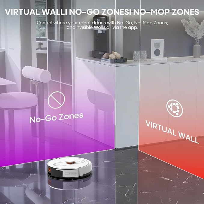 Bagotte Robot Vacuum and Mop, Robotic Vacuum with Self-Emptying Station for 90 Days,5000Pa Suction, LiDAR Navigation, No-Go Zones, Wi-Fi/App/Alexa Control, for Carpet, Hard Floors