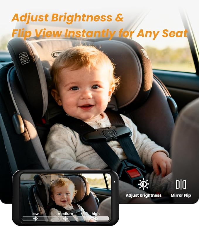 Babyvue BV2 USB Baby Car Camera Plug-Play, 4.5" 1080P Easy Setup Backseat Camera with Flexible 360 Rotation, Clear Picture Rear Facing Car Seat – Peace of Mind for Pet Owners and Parents